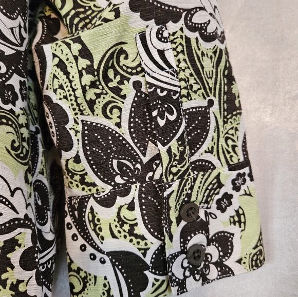 NWOT Silkland green white & black paisley floral silk jacket Womens 14 - Picture 4 of 8